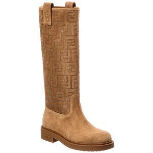 Fendi Filo Ff Suede Knee-High Boot, Brown